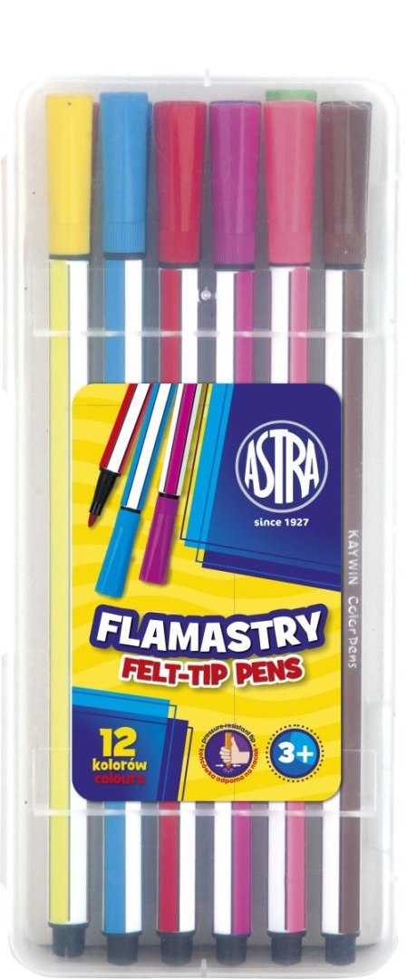 Flamastry heksagonalne Astra w plastikowym zamykanym boxie 12 kolorów (314115001) Flamastry heksagonalne Astra w plastikowym zamykanym boxie 12 kolorów (314115001)