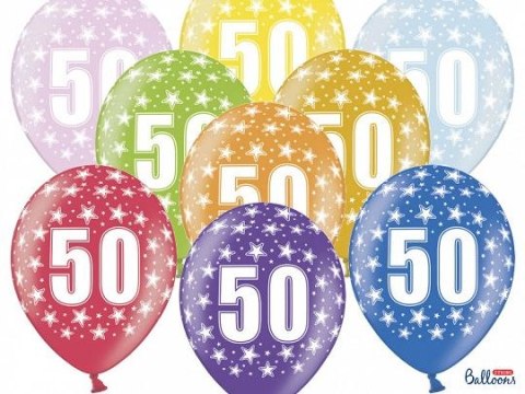 Balon gumowy Partydeco gumowy 50 urodziny, mix kolorów 30 cm/6 sztuk mix 300mm (SB14M-050-000-6) Balon gumowy Partydeco gumowy 50 urodziny, mix kolorów 30 cm/6 sztuk mix 300mm (SB14M-050-000-6)