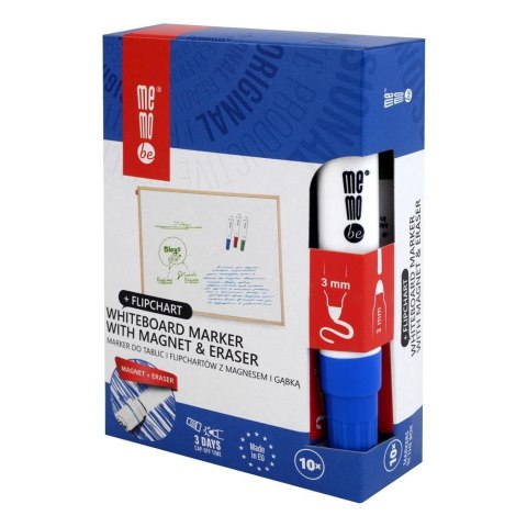 Marker suchościeralny Memobe z gąbką NIEBIESKI, niebieski 1-3mm okrągła końcówka (MM351-03) Marker suchościeralny Memobe z gąbką NIEBIESKI, niebieski 1-3mm okrągła końcówka (MM351-03)