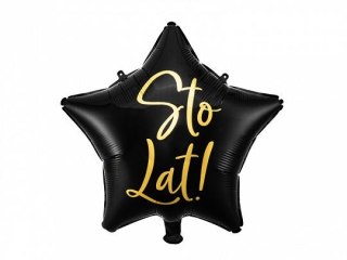 Balon foliowy Partydeco Sto Lat!, 40cm, czarny 15,5cal (FB94-010)