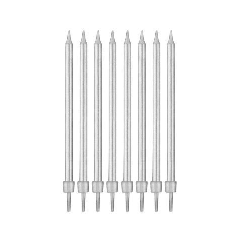Świeczka urodzinowa Godan srebrne z podstawkami 10 cm/ 8 sztuk (PF-SUSR) Świeczka urodzinowa Godan srebrne z podstawkami 10 cm/ 8 sztuk (PF-SUSR)