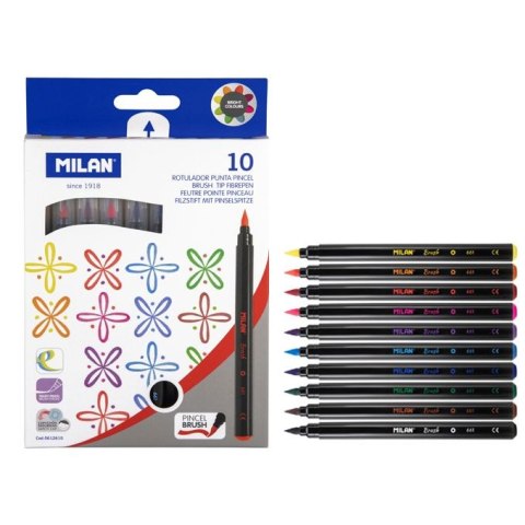 Flamaster Milan BRUSH 661 pędzelkowe 10 kol. (0612610) Flamaster Milan BRUSH 661 pędzelkowe 10 kol. (0612610)