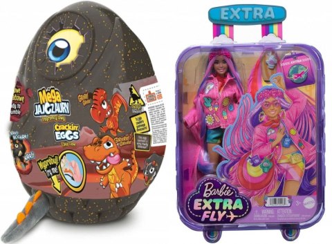 Pakiet PROMOCJA Mattel Mega Jajozaur 26cm Dź. +Mattel Barbie Extra Fly Lalka Hippie HPB15 (491404+618485) Pakiet PROMOCJA Mattel Mega Jajozaur 26cm Dź. +Mattel Barbie Extra Fly Lalka Hippie HPB15 (491404+618485)