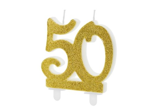 Świeczka urodzinowa Partydeco liczba 50, złoty 7.5cm (SCU5-50-019) Świeczka urodzinowa Partydeco liczba 50, złoty 7.5cm (SCU5-50-019)