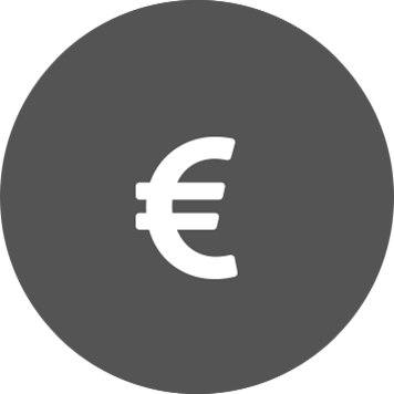 biały symbol euro na szarym tle w kształcie koła